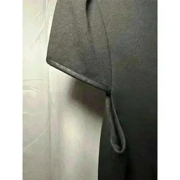 Betsey Johnson Women's Black Sheath Dress Faux Leather Trim Size 12 Knee Length - Picture 4 of 12